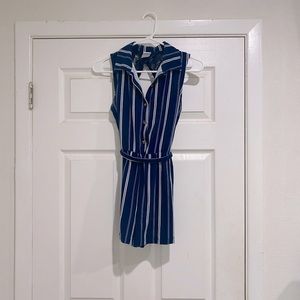 Blue and white striped romper Small